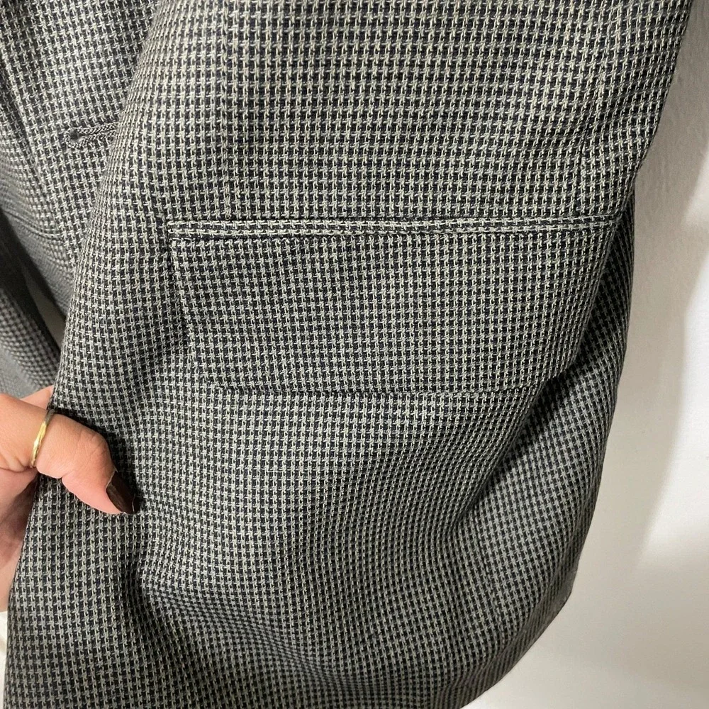 Oscar de la Renta Men's Tailored Houndstooth Blazer Jacket 40R Gray Black Brown